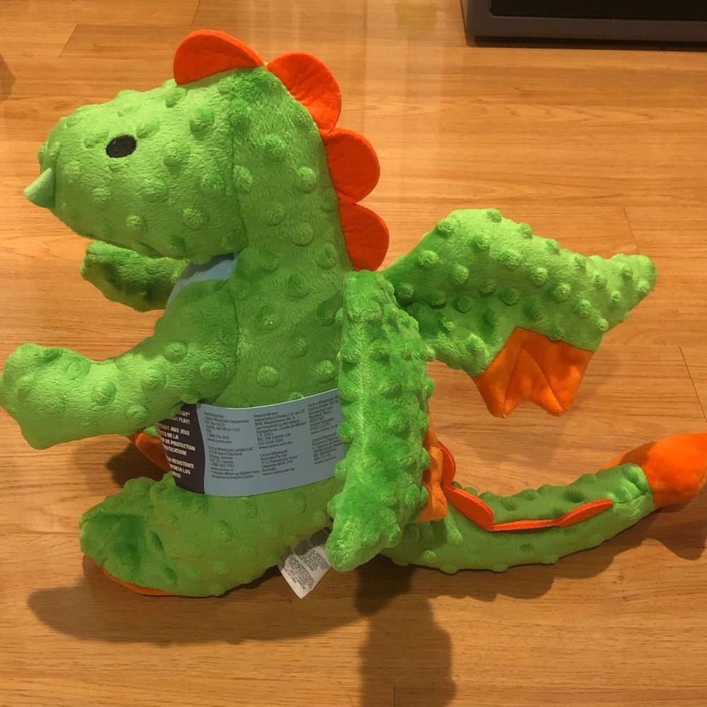 GoDog Green & Orange Plush Dragon Reptile Toy - Soft Texture for Pets